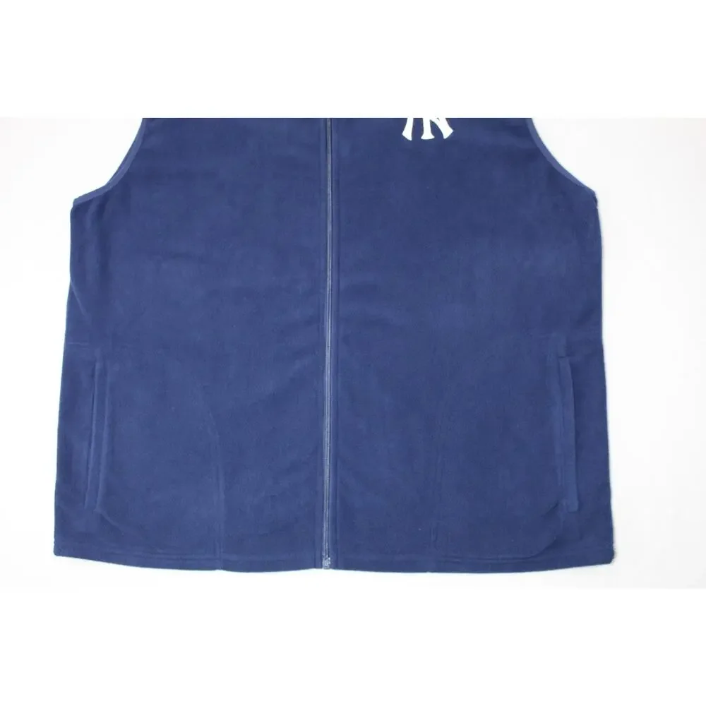 New York Yankees Blue Full Zip Fleece Sweater Vest Mens Extra Large